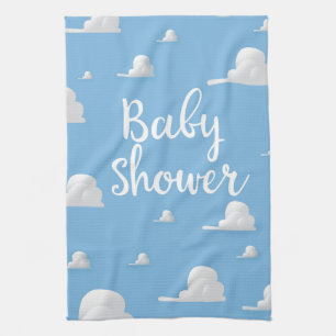 Baby Shower Fluffige Weiße Wolken Geschirrtuch