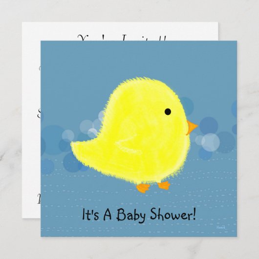 Baby Shower Fluffy Chick CustomizabIe Einladung (Vorne/Hinten)