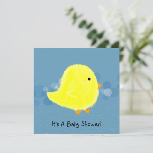 Baby Shower Fluffy Chick CustomizabIe Einladung (Stehend Vorderseite)