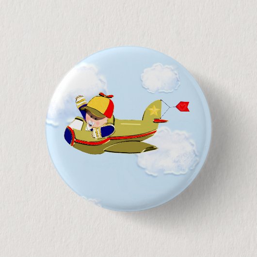 Baby-Shower-Flugzeug Button (Vorderseite)