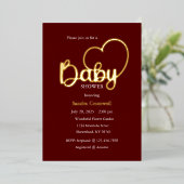 Baby Shower Foil Einladung, Script, Herz Folieneinladung (Stehend vorne)