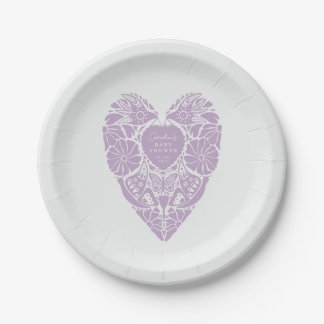 Baby shower folk flower heart garden Paper Plate Pappteller