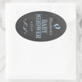 Baby Shower Footprints Guest Fevor Blue Ovaler Aufkleber (Tasche)