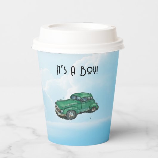 Baby shower for a boy, sedan pappbecher (Vorderseite)
