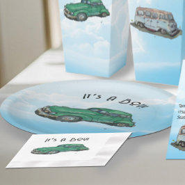 Baby shower for a boy, sedan pappteller