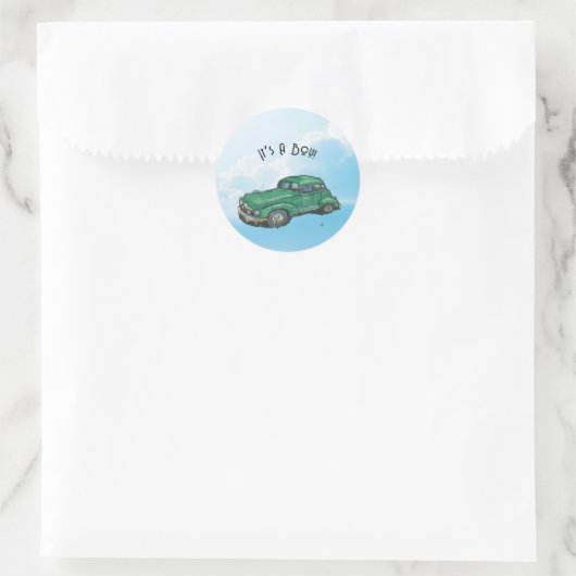 Baby shower for a boy, sedan runder aufkleber (Tasche)