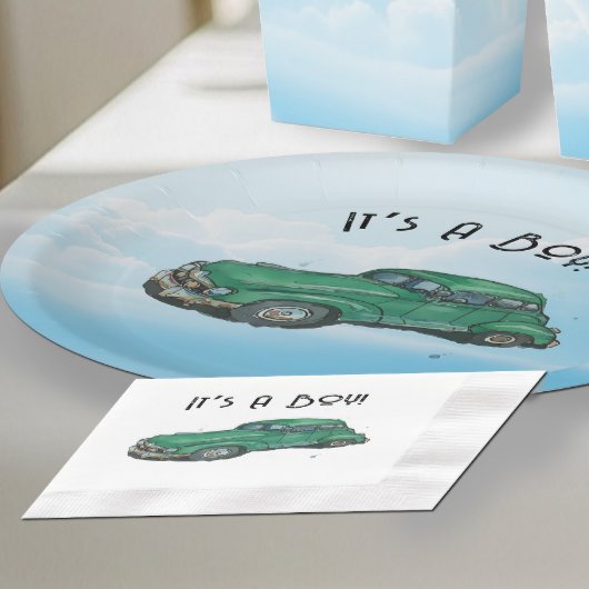 Baby shower for a boy, sedan serviette