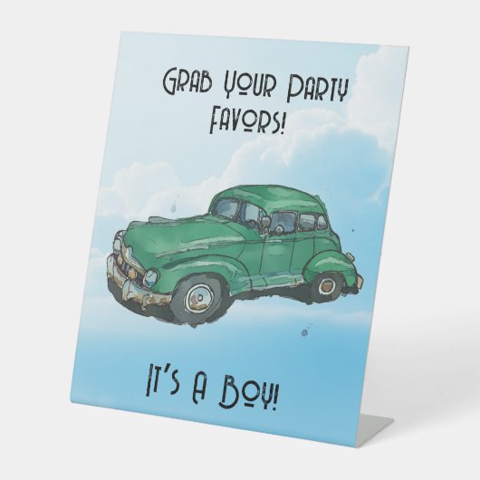 Baby shower for a boy, sedan sockelschild (Vorderseite)