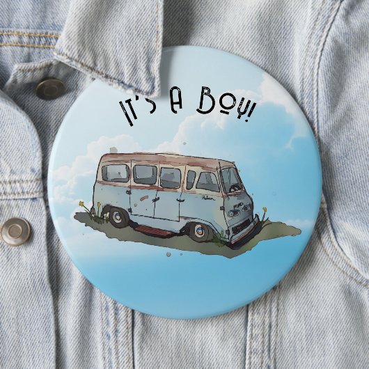 Baby shower for a boy, truck button (Beispiel)