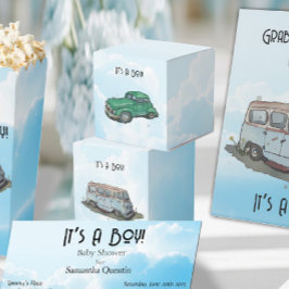 Baby shower for a boy, Van and sedan Geschenkschachtel