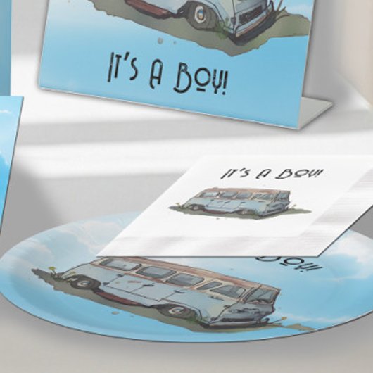 Baby shower for a boy, van serviette