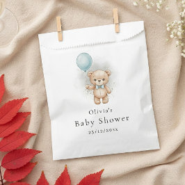 Baby Shower for Boy – Blue Balloon Teddy Bear Bow Geschenktütchen