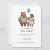 Baby Shower for Boy Blue Balloon, Teddy Bear  Einladung (Vorderseite)