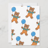 Baby Shower for Boy Blue Balloon Teddy Bear   Einladung (Rückseite)