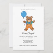 Baby Shower for Boy Blue Balloon, Teddy Bear  Einladung (Vorderseite)