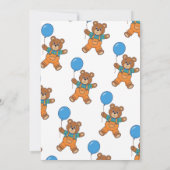 Baby Shower for Boy Blue Balloon, Teddy Bear  Einladung (Rückseite)