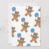 Baby Shower for Boy Blue Balloon, Teddy Bear   Einladung (Rückseite)