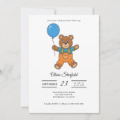 Baby Shower for Boy Blue Balloon, Teddy Bear  Einladung (Vorderseite)