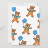 Baby Shower for Boy Blue Balloon, Teddy Bear  Einladung (Rückseite)