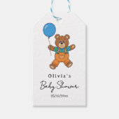 Baby Shower for Boy Blue Balloon Teddy Bear   Geschenkanhänger (Vorderseite)