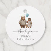 Baby Shower for Boy Blue Balloon Teddy Bear  Geschenkanhänger (Vorderseite)