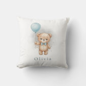 Baby Shower for Boy – Blue Balloon Teddy Bear Kissen (Vorderseite)