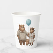 Baby Shower for Boy Blue Balloon Teddy Bear  Paper Pappbecher (Vorderseite)