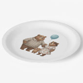 Baby Shower for Boy Blue Balloon Teddy Bear Paper Pappteller (Schrägansicht)