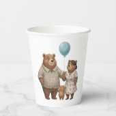 Baby Shower for Boy Blue Balloon Teddy Bear   Pappbecher (Rückseite)