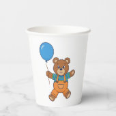 Baby Shower for Boy Blue Balloon Teddy Bear Pappbecher (Rückseite)