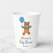 Baby Shower for Boy Blue Balloon Teddy Bear Pappbecher (Vorderseite)