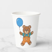 Baby Shower for Boy Blue Balloon Teddy Bear  Pappbecher (Vorderseite)
