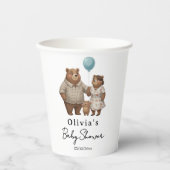 Baby Shower for Boy Blue Balloon Teddy Bear  Pappbecher (Vorderseite)