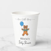 Baby Shower for Boy Blue Balloon Teddy Bear  Pappbecher (Vorderseite)