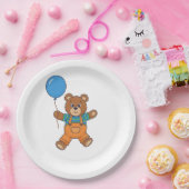 Baby Shower for Boy Blue Balloon Teddy Bear  Pappteller (Party)