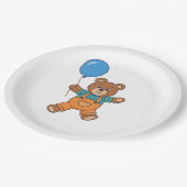Baby Shower for Boy Blue Balloon Teddy Bear  Pappteller (Schrägansicht)