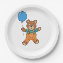 Baby Shower for Boy Blue Balloon Teddy Bear  Pappteller