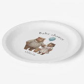 Baby Shower for Boy Blue Balloon Teddy Bear Pappteller (Schrägansicht)