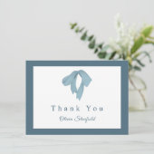 Baby Shower for Boy – Blue Bow , Customizable Dankeskarte (Stehend Vorderseite)