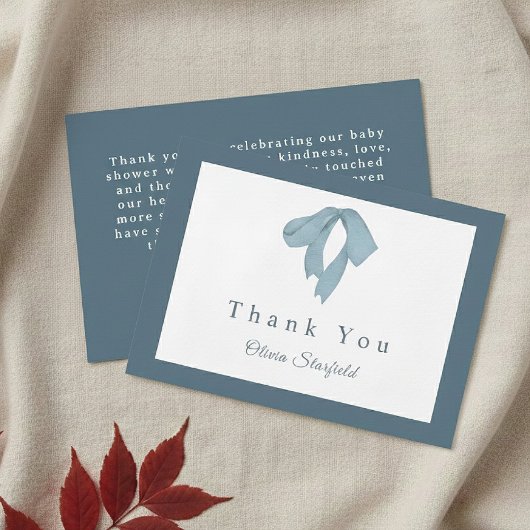 Baby Shower  for Boy – Blue Bow , Customizable  Dankeskarte