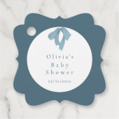 Baby Shower for Boy – Blue Bow , Customizable  Fav Geschenkanhänger (Vorderseite)