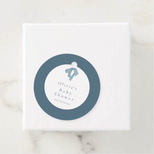 Baby Shower for Boy – Blue Bow , Customizable  Geschenkanhänger (Beispiel)