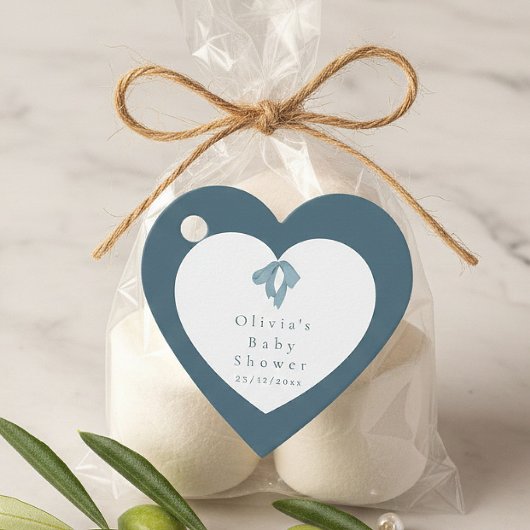 Baby Shower for Boy – Blue Bow , Customizable Geschenkanhänger