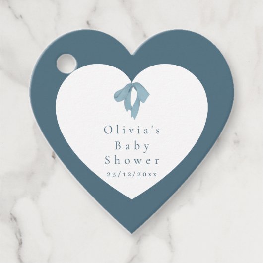 Baby Shower for Boy – Blue Bow , Customizable   Geschenkanhänger (Vorderseite)