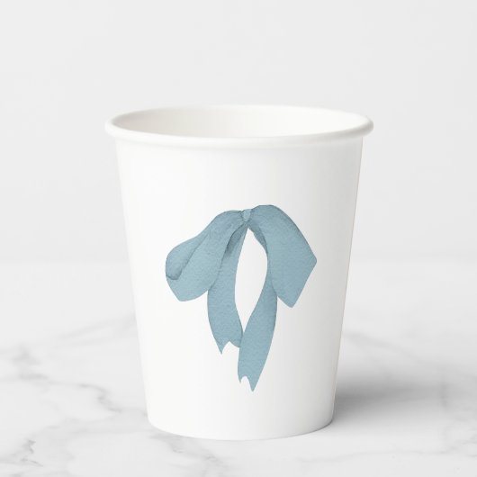 Baby Shower for Boy – Blue Bow, Customizable Pappbecher (Rückseite)