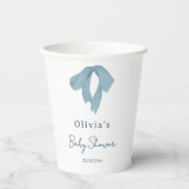 Baby Shower for Boy – Blue Bow, Customizable Pappbecher (Vorderseite)