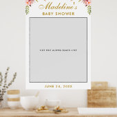Baby Shower Foto Booth Prop | Gold Pink, floral Poster (Küche)