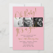 Baby Shower Foto Collage Einladung BLUSH PINK (Vorderseite)