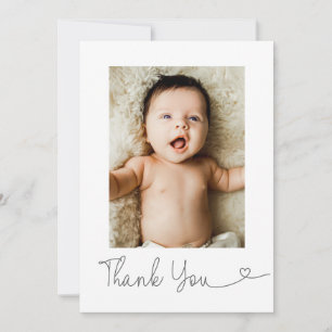 Baby-Shower-Foto Herz Moderne Schrift  Dankeskarte