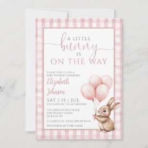 Baby Shower Foto QR-Code Kleiner Hase Pink Einladung